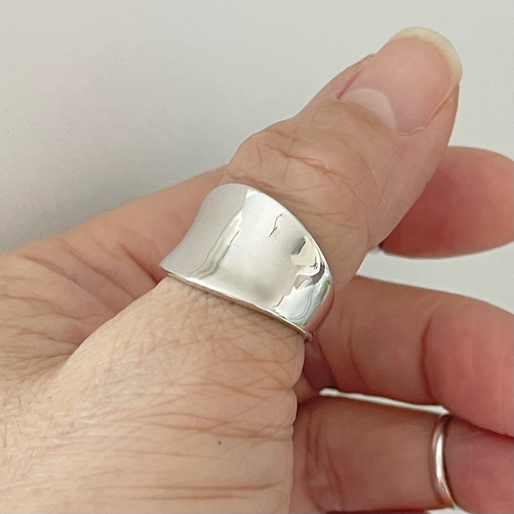 Sterling Silver Concave Ring, Statement Ring, Sil… - image 4